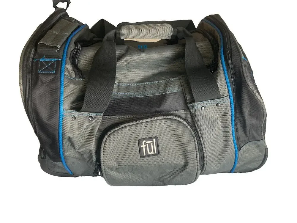 FUL Rolling Duffle 21”x12”x12” Carry On Gym Bag 2 Wheel Rolling Telescope Handle